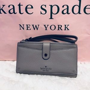 Kate Spade Gray Medium Jackson Phone Wallet Wrist